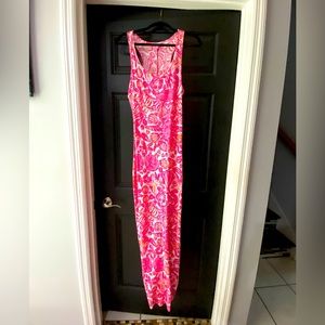 Lilly Pulitzer light weight pink racer back maxi dress